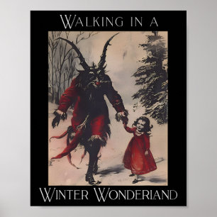 Retro Roligt Att Gå I En Vinterunderbar Värld Glad Poster