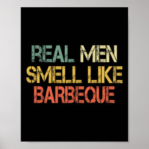 Retro Roligt Bbq Grillning Riktiga Män Luktar Som Poster