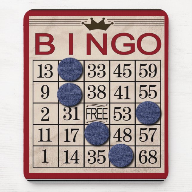 Retro roligt Bingokort Musmatta (Framsidan)
