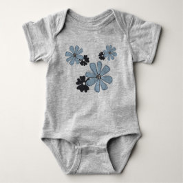 Retro Roligt Blue Graphic Flowers T Shirt