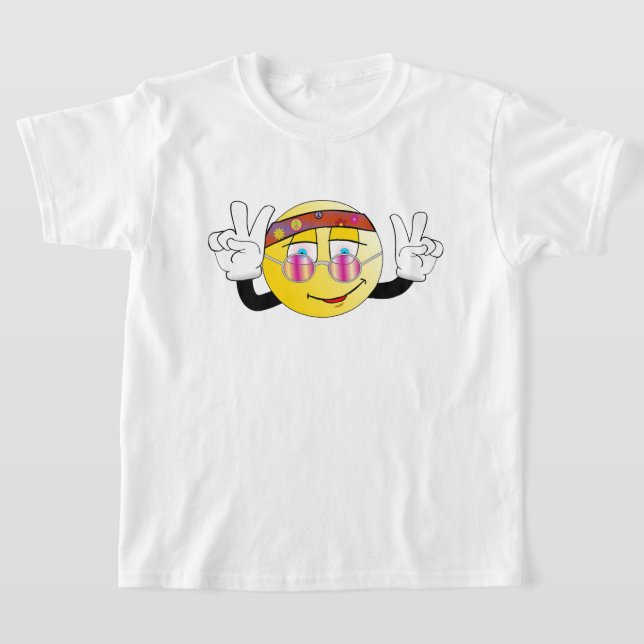 Retro roligt Emoji-fredsdesign T-Shirt. T Shirt (Laydown)