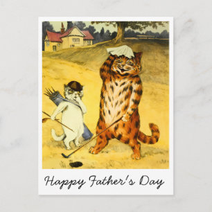 Retro Roligt Fars dag Golfande Katt & Caddie Helg Vykort