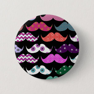 Retro roligt flickaktigt mustaschMoustachemönster Knapp