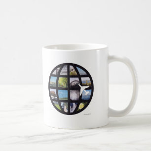Retro roligt fotojordklot kaffemugg