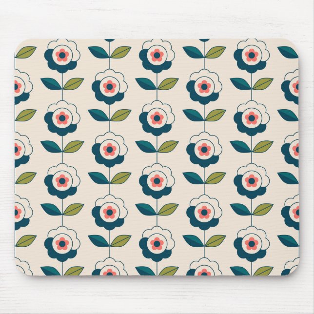 Retro Roligt Garden Flower Mönster Musmatta (Framsidan)