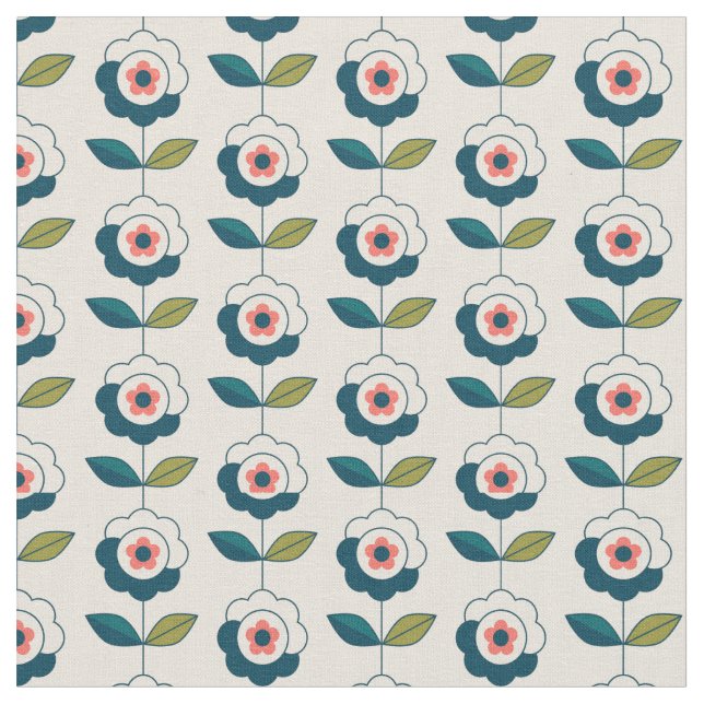 Retro Roligt Garden Flower Mönster Tyg (Närbild)