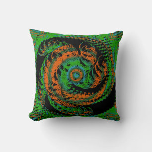 Retro Roligt Grönt Swirl dekorativ fyllning Kudde