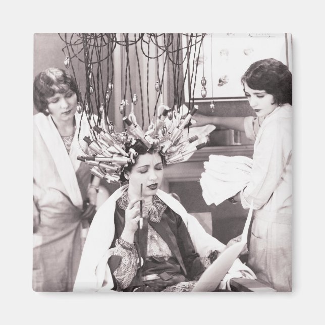 Retro Roligt Hair Salon Magnet (Framsidan)