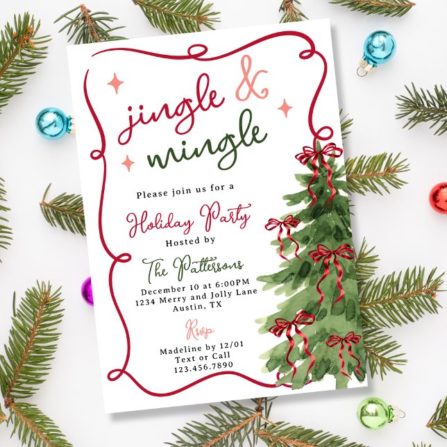Retro Roligt Jingle & Mingle-Julfest - jul Inbjudningar (Skapare uppladdad)