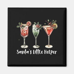Retro Roligt Jul Tomtens Lilla Hjälpare Martini Go Magnet
