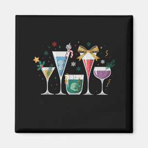 Retro Roligt Julen Tomtes Lilla Hjälpare Martini G Magnet