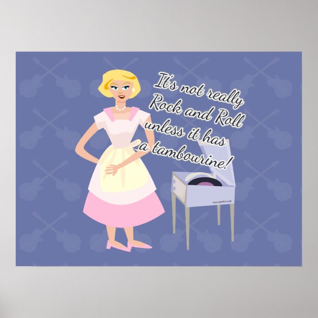 Retro Roligt Music Älskare Kitsch Tambourine House Poster (Framsidan)