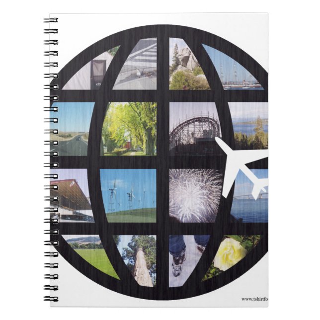 Retro Roligt Photos Globe Anteckningsbok Med Spiral (Framsidan)