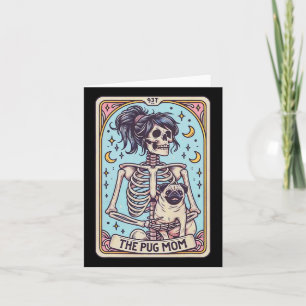 Retro Roligt Pug Hund Mamma Tarotkort Skelett Hall Kort