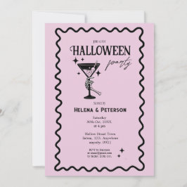 Retro Roligt Rosa och svart Halloween fest Inbjudningar