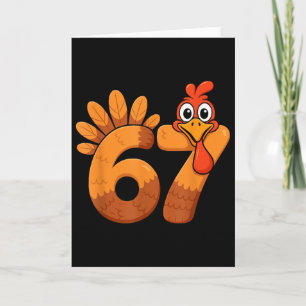 Retro Roligt Sex Sju 6 7 Meme Thanksgiving Kalkon Kort