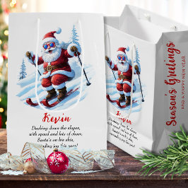 Retro Roligt Skidåkande Tomte Jul Anpassad Dikt