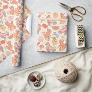 Retro Roligt Sommar Rullskridsko Skate Kul Presentpapper