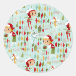 Retro-Roligten för julklapp och Helgdag-stift Runt Klistermärke