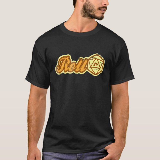 Retro Roll 20 RPG-spelare T Shirt (Framsida)