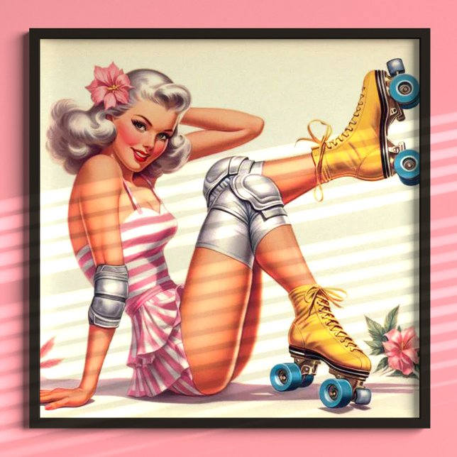 Retro Roller Girl Pin Up Poster (Skapare uppladdad)