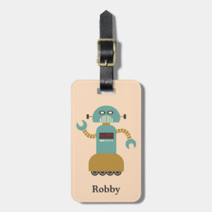 Retro Roller Robot Personlig Luggage Tag Bagagebricka
