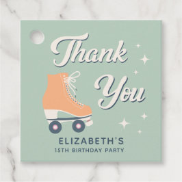 Retro Roller Skalning Födelsedagsfest Tack Gåvor Etiketter