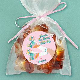 Retro Roller Skalning Födelsedagsfest Tack Runt Klistermärke