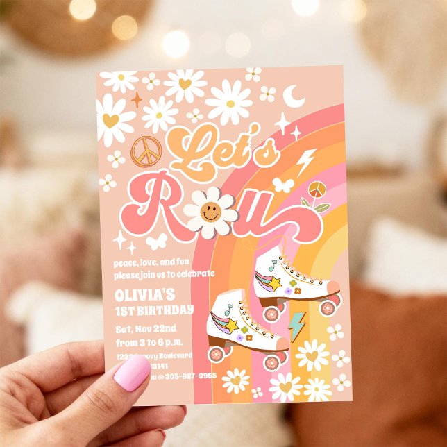 Retro Roller Skate Birthday Invitation Inbjudningar (Skapare uppladdad)