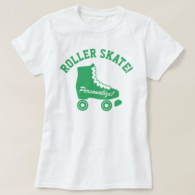 Retro Roller Skate Graphic-Grönt T Shirt (Design framsida)