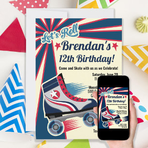 Retro Roller Skate Party Inbjudningar