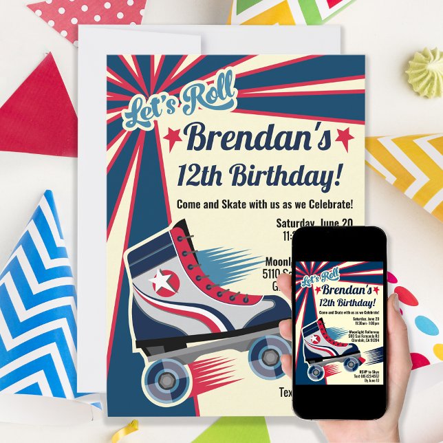 Retro Roller Skate Party Inbjudningar (Skapare uppladdad)