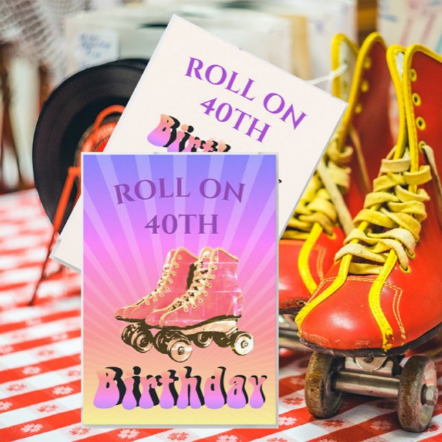 Retro Roller Skate Sunbeam, 40:e födelsedag Inbjudningar (Skapare uppladdad)