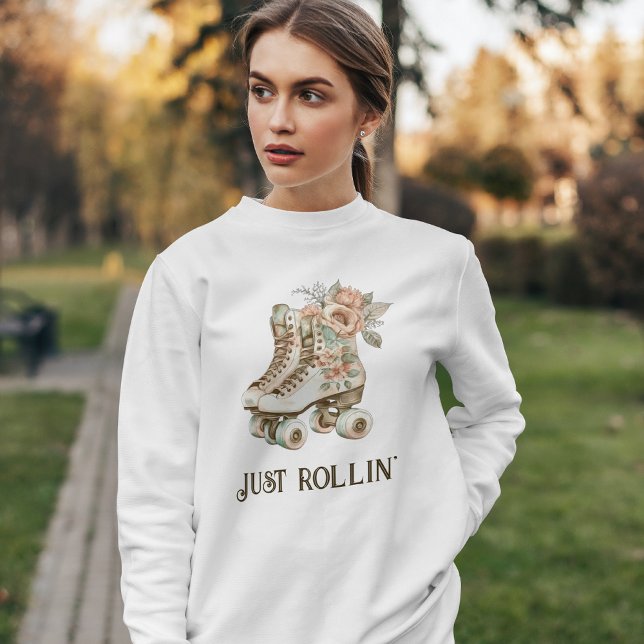Retro Roller Skates Vintage Blommigt Pastel T Shirt (Skapare uppladdad)