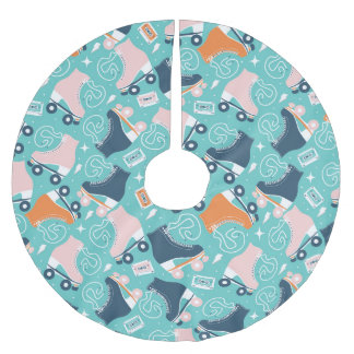 Retro Roller Skates: Vintage Cassette Julgransmatta Borstad Polyester