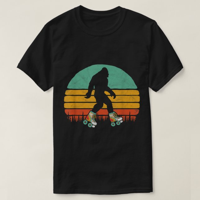 Retro Roller Skating Bigfoot Design T Shirt (Design framsida)