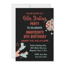 Retro Roller Skating Födelsedagsfest inbjudan