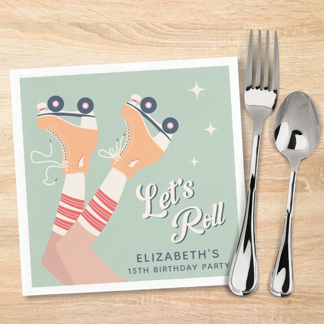Retro Roller Skating Födelsedagsfest Pappersservett (Skapare uppladdad)
