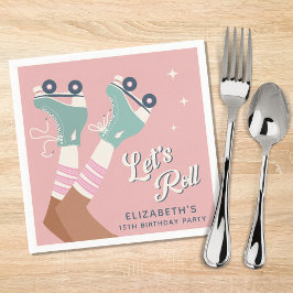 Retro Roller Skating Födelsedagsfest Pappersservett