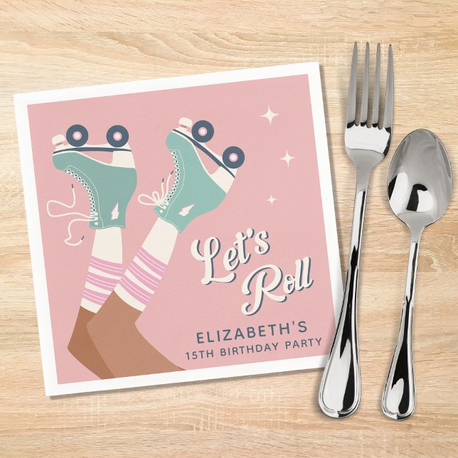 Retro Roller Skating Födelsedagsfest Pappersservett (Skapare uppladdad)