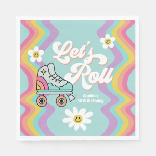 Retro Roller Skating Rainbow Birthday Napkins Pappersservett