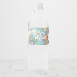 Retro Roller Skating Rainbow Birthday Vatten etike Vattenflaskor Etikett