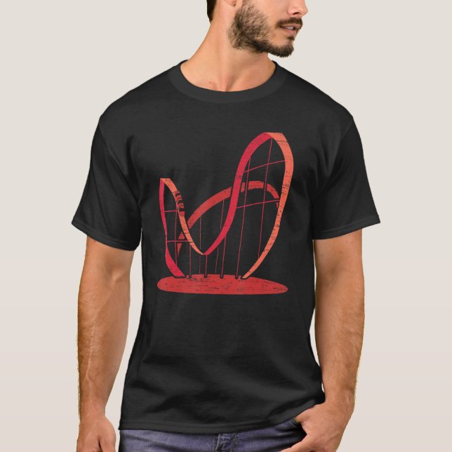 Retro Roller Underlägg Rollercoaster Amusement Rid T Shirt (Framsida)