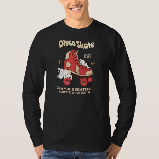 Retro Rollerskates 70's Roller Disco Skating Girl T Shirt (Framsida)