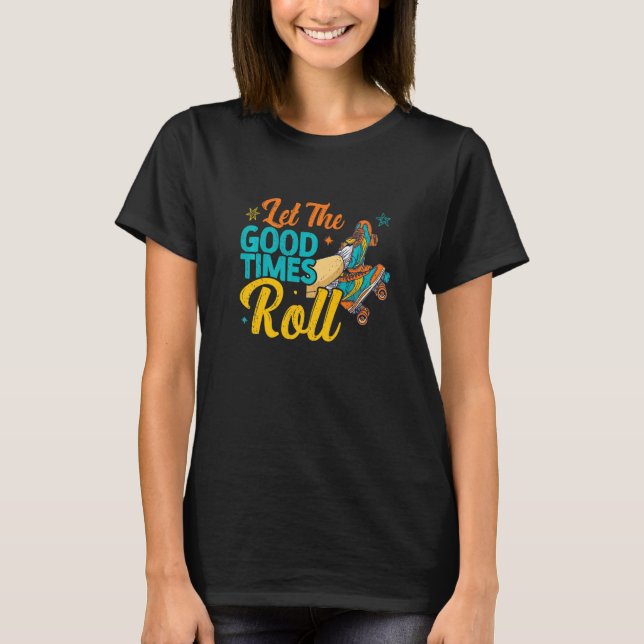 Retro Rollerskates 80's Derby Roller Skating for T Shirt (Framsida)