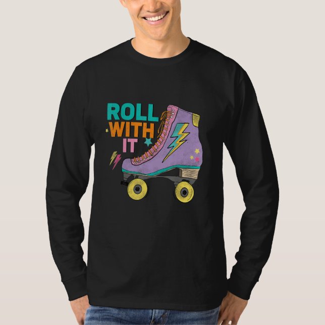 Retro Rollerskates 80's Derby Roller Skating for T T Shirt (Framsida)