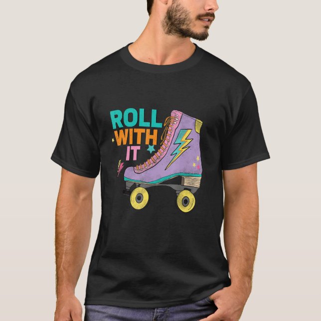Retro Rollerskates 80's Derby Roller Skating for T T Shirt (Framsida)