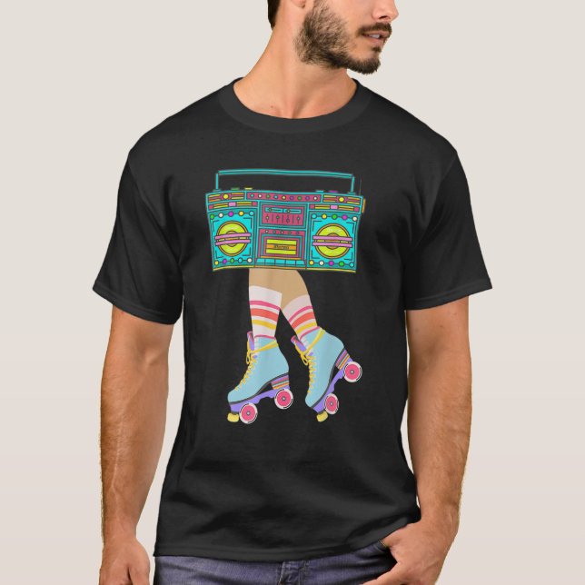 Retro Rollerskates Funny 80'S 90'S Roller Disco Sk T Shirt (Framsida)