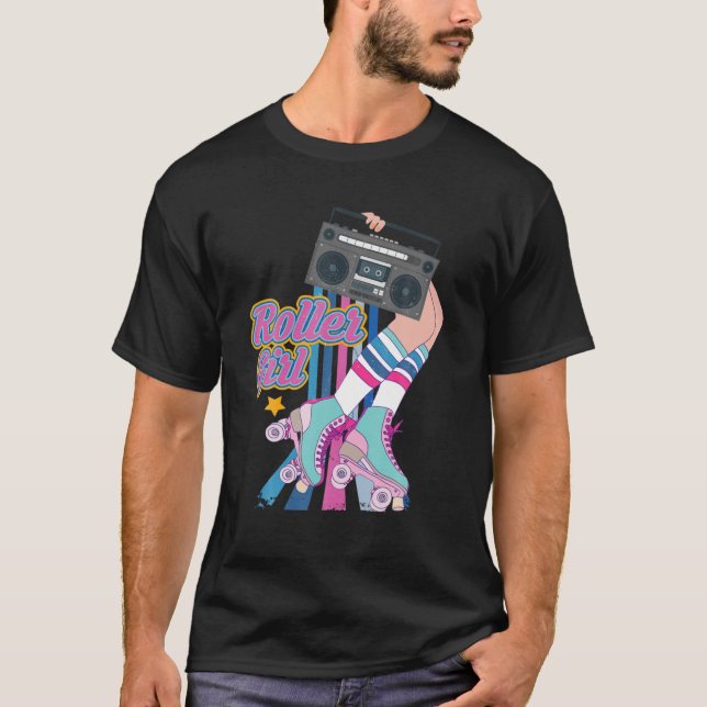 Retro Rollerskates Funny 80'S Roller Disco Skating T Shirt (Framsida)