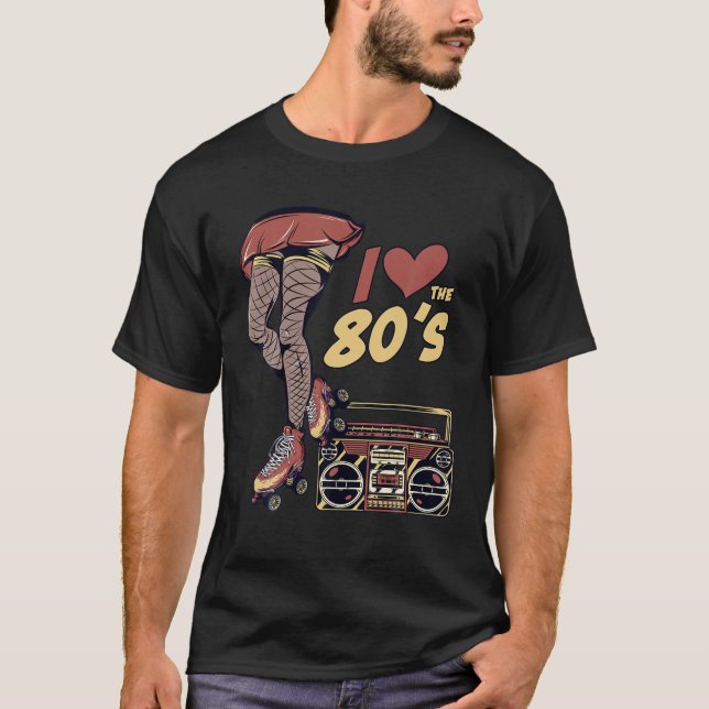 Retro Rollerskates Funny 80'S Roller Disco Skating T Shirt (Framsida)